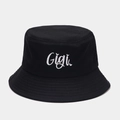 Cappello da pescatore classico in cotone nero con ricamo bianco Gigi in stile sobrio - M (56-58cm) / Nero