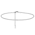 S925 sterling silver twisted rope chain necklace with lobster clasp and extension - 1.5MMx21.5+5CM / White Gold