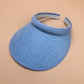 Light blue woven open top sun hat with breathable straw-like texture and adjustable back - 56-60cm / Light Blue