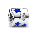 DIY Charm für Damen mit blauen Emaille-Sternen und funkelndem Zirkon auf weißem Grund - Sternenhimmel Blauer Charm (5988952208341)