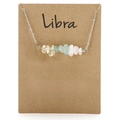 Libra zodiac necklace with silver chain, natural raw stones and engraved metal pendant - Libra