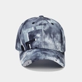 Detail of marble-patterned baseball cap showing high-quality stitching and fabric texture - Adjustable / Grey Blue Marble Texture Style (2#色)