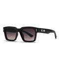 Classic square black sunglasses with gradient purple lenses and metal arrow detail - Black Frame Tortoise Temple Purple Lens