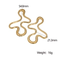 Pendientes minimalistas de acero inoxidable bañados en oro 18k con forma de onda - Dorado