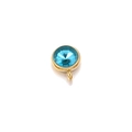 10mm golden stainless steel round pendant with a faceted blue birthstone charm - Sky Blue