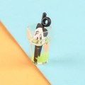 Macro detail of miniature resin drink cup featuring a cute panda mascot and black straw - Panda