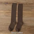Dark coffee cotton ribbed calf socks in high-quality knit for a Japanese JK uniform style - One Size / Dark Coffee