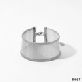 Bracciale largo in maglia d'argento in acciaio inossidabile con chiusura a fibbia sobria - Bracciale / Stile Argentato (B627)