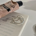 Minimalist silver double-layer wavy ring featuring a twist open design for women - Double Layer Wave Open Ring (J3386)