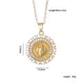 Golden Virgin Mary pendant necklace with cubic zirconia pavé and 40+5cm chain - Round White Zirconia Virgin Mary (No. 7)