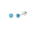 Silver stainless steel stud earrings featuring round turquoise stones and flat screw backs - Turquoise (0.8mm)