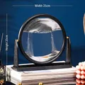 25cm round moving sand art frame in black and gold for office desktop decoration - 8 Inch Stand Black