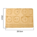 Pine wood bead design tray with six circular grooves and centimeter scale for DIY jewelry - Standard Size Bead Board