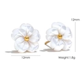 18K gold plated titanium steel shell flower earrings with 12mm white petal detail - Stud Earrings