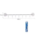 48cm Japanese style wall mounted kitchen hook rail with 7 adjustable white hooks - 5064 Traceless 7 Hooks
