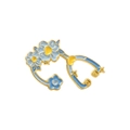 Creative enamel medical brooch featuring stethoscope and blooming flowers in blue and gold - Blue Flower Stethoscope