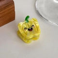Cute yellow bell pepper hair clip with smiley face made of glossy acetate resin - Sweet Pepper