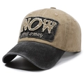 Gorra de béisbol vintage lavada en caqui y gris con parche bordado y estilo retro - Ajustable / Caqui con ala negra