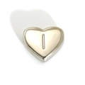 Ciondolo a cuore in acciaio inossidabile argento lucido con lettera I incisa - Stile Lettera I (SP143S-I)