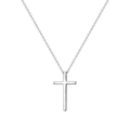 Polished S925 sterling silver cross pendant necklace with a classic cable chain - Full 925 Sterling Silver / White Gold