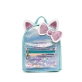 Cute blue sequin mini backpack with cat ears and large pink glitter bow decoration - Blue