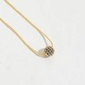 Elegant gold bead chain necklace featuring a hollow spherical pendant with black cubic zirconia - Copper/Zirconia / Spherical Pendant / Black
