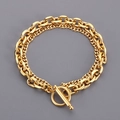 Bracciale cubano da uomo a doppio strato con chiusura OT e finitura dorata lucida - Colore Oro (KB171142-Z)