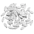 Silver oval stainless steel charms with holes for DIY jewelry making and crafts - Steel Color Tag 4x10mm
