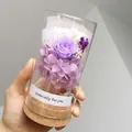 Mini glass bottle with purple preserved rose and cork base for gift decoration - Violet Wishing Bottle / 6.5*12.5cm