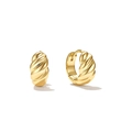 Elegant gold twisted croissant huggie hoop earrings for women in a vintage minimalist style - Gold