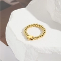 Anello elastico con perline dorate e ciondolo a stella su pietra bianca - Stile Ciondolo a Stella (ZYN-DMR139G-2)