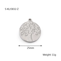 25mm silver stainless steel tree of life pendant with embossed details and 11g weight - 15 Styles Set