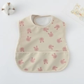 Waterproof baby bib with wings and bunny pattern in soft beige and pink tones - Pu Bib (double-layered) - All-over Pink Rabbit Print / One Size