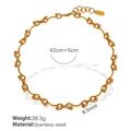 Collana dorata con maglie a sfera ondulate, lunghezza 42cm e ciondolo portafortuna Lucky - Collana d'oro (XL281)