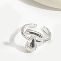 Minimalist silver mushroom ring with adjustable open band for women and men - Letter T Style