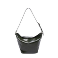Vintage dark green waxed leather shoulder bag with glossy texture and adjustable strap - Green
