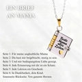Titanium steel book necklace with Best Mama aller Zeiten engraving in gold finish - 61 Two-tone German Mom Style