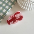 Cute pink translucent acetate hair claw clip featuring a unique red lobster design - Red Lobster