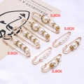 Golden safety pin waist buckle with white pearls and rhinestones in 3.8cm and 5.8cm sizes - Multi-Size Pearl Arrangement