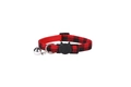 British red and black plaid cat collar with bell and cute cat head buckle design - Basic Style / Red