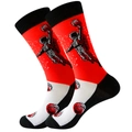 Detailed view of mid-calf socks with astronaut and planet pattern on a clean white background - Size 39-45 / Basketball Astronaut