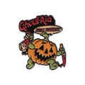 Halloween Ghoul-Aid Emaille-Pin mit Kürbisfigur und blutigem Messer auf Metall - Halloween Kürbis Monster Form (QHXZ2614)