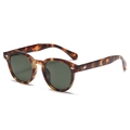 Lunettes de soleil rondes écaillées avec verres vert foncé et rivets argentés - Écaille de Lait Vert Foncé (C2)