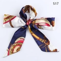 Style S17 nautical silk scarf hair ribbon with red, blue and yellow rope pattern bow - S17-Red Blue Nautical Rope