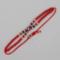 Χειροποίητο κόκκινο βραχιόλι Evil Eye με ρυθμιζόμενο κορδόνι και μπλε κρυστάλλινες χάντρες - Μπλε Μάτι Ακανόνιστη Πέτρα