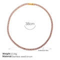 Collier tennis en acier inoxydable plaqué or 18k avec zircons roses de 4,9 mm - Collier en Zirconia Rose (XL853PKG)