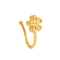 Detail of gold-plated U-shaped tulip nose clip featuring white cubic zirconia petals - Flower Style (9607)