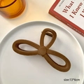 Pince à cheveux noeud floqué marron en velours élégant taille de 13x6cm - Trèfle / Marron