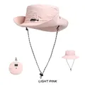 Packable light pink outdoor sun hat with quick-dry fabric and adjustable wind rope - One Size (54-58cm) / Light Pink
