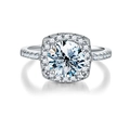 S925 sterling silver ring with round moissanite center stone and square halo setting - HK Size 15 (US Size 7) / 1ct White Moissanite (White Gold Plated)